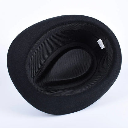 Classic Fedora Men's Hats Women 2026 Casual Short Sleeve Trilby Top Hat England Gentleman Ribbon Jazz Cap Fedoras Black Felt Hat