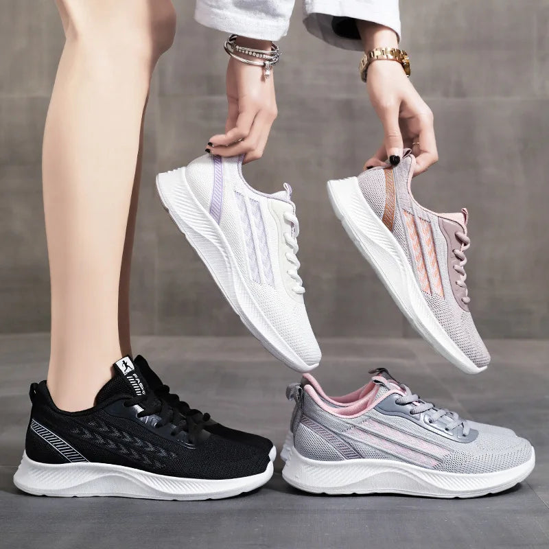 Women's Breathable Mesh Sneakers Platform Sole Korean Style Spring Casual Sports Shoe Plus Size Orthopedic  Height Walking Shoes