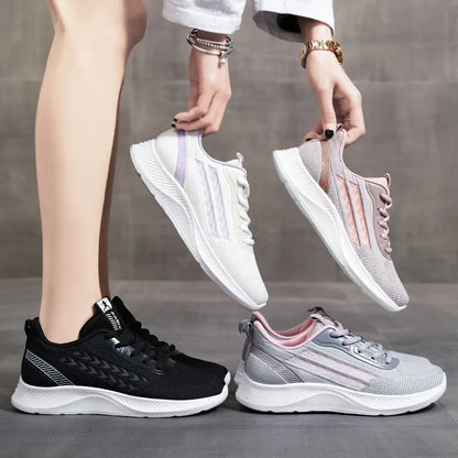 Women's Breathable Mesh Sneakers Platform Sole Korean Style Spring Casual Sports Shoe Plus Size Orthopedic  Height Walking Shoes