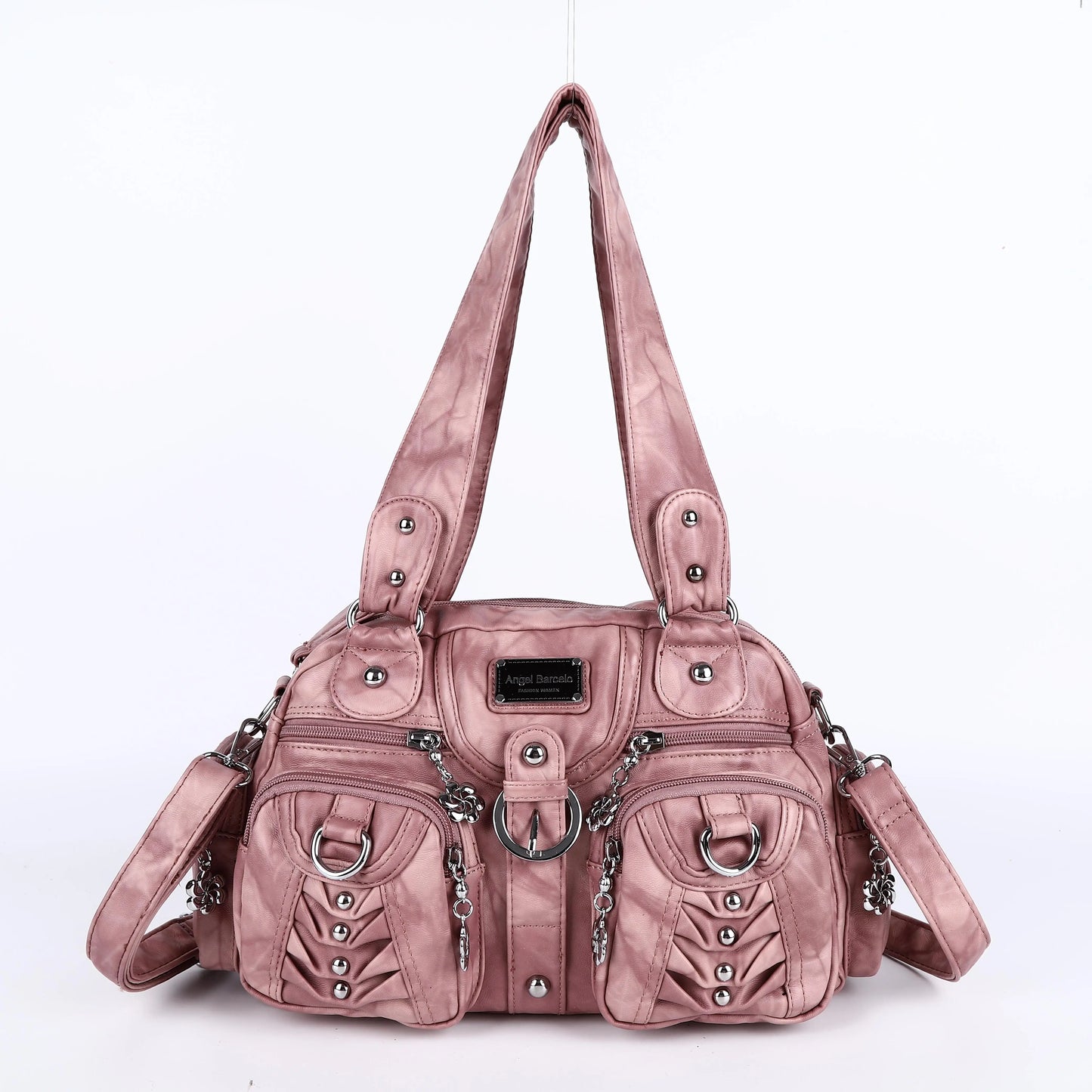 Women Handbags Fashion Satchel Top-handle Handbag PU Shoulder Bag 10.6"x8.3" Dumpling Pack Multi-pockets Shoulder Bags