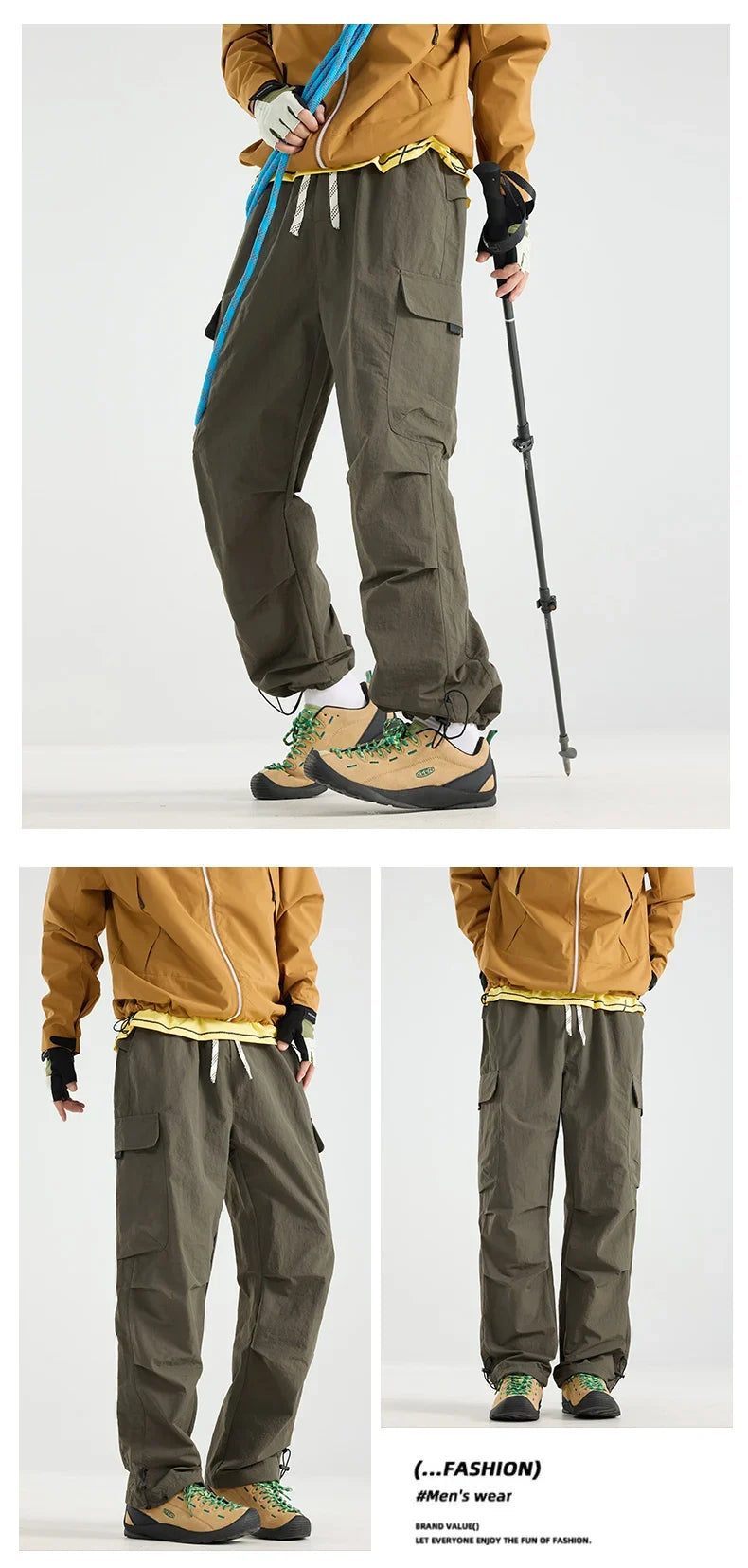 Men's Water-repellent Hiking Pants Scratch Resistance Fashion Cargo Pants Breathable Trousers Fishing Camping Pants