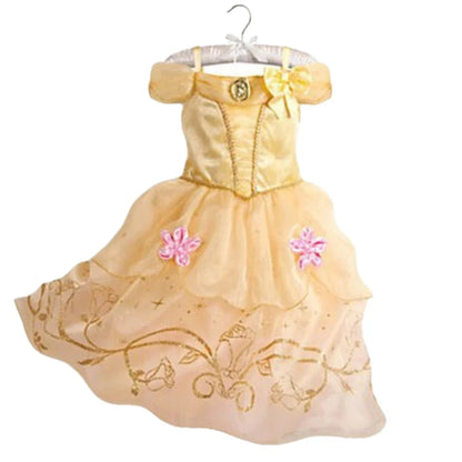 Disney Cinderella Cosplay Costume Kids Clothes for Girls Sequins Princess Dress with Floral Bow Birthday Party Ball Gown