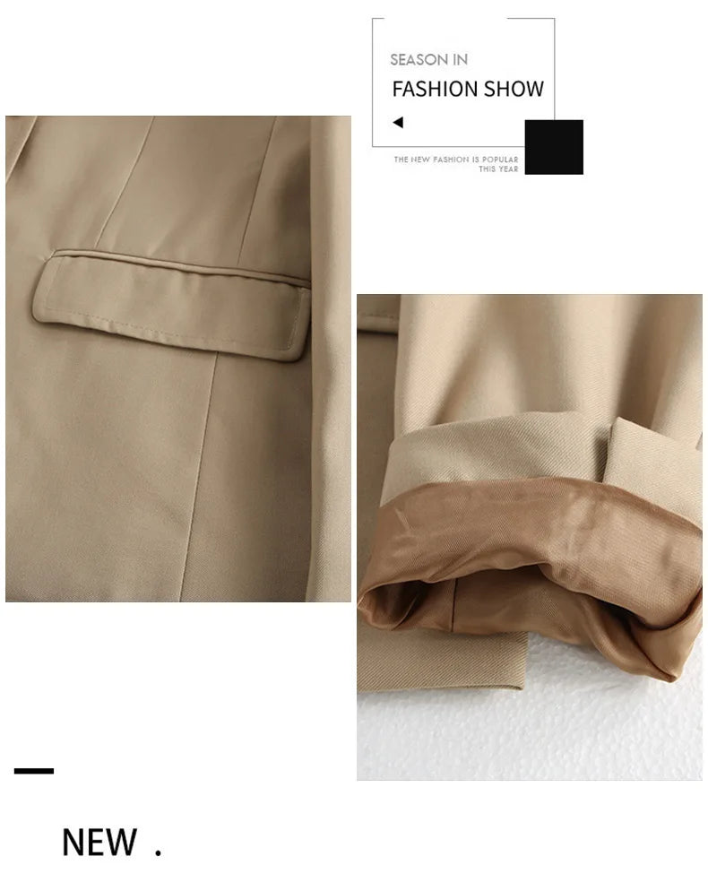 Preppy Style Slim Fit Solid Blazer Woman Double Button Turn-Down Collar Blazers Women Spring Autumn Basic Student JK Suit Coat