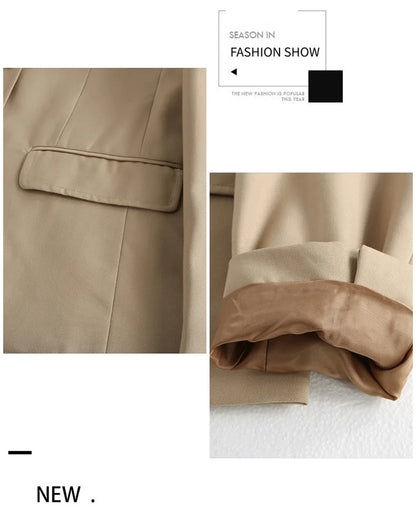 Preppy Style Slim Fit Solid Blazer Woman Double Button Turn-Down Collar Blazers Women Spring Autumn Basic Student JK Suit Coat