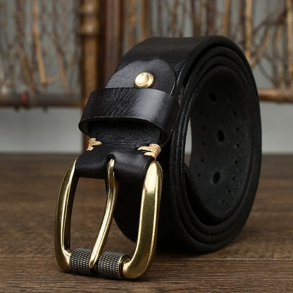 2024 Fashion Men's Belt  Genuine Leather Pure Cowhide Pin Buckle Vintage Belt for Trap Male Jeans for Man Luxury Designer