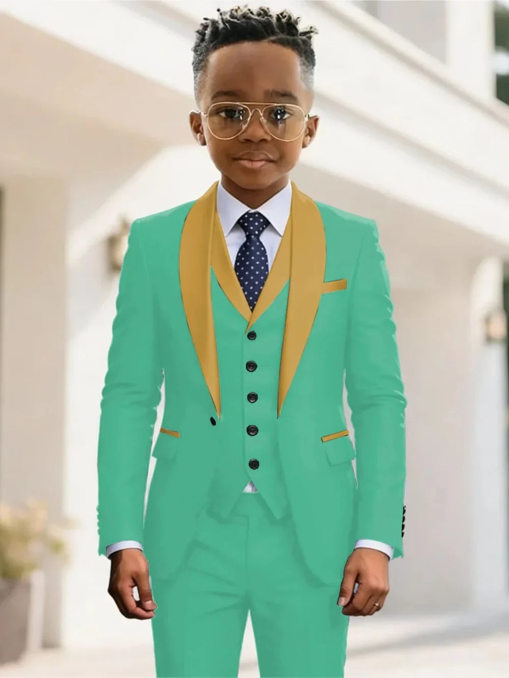 New Kids Suit Set 3 Pieces Wedding Ring Bearer Outfit Boys Handsome Shawl Lapel Tuxedo For Piano Peformance 2-20T