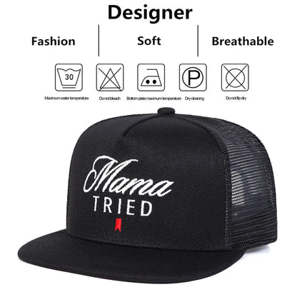 Unisex Mama TRIED Letter Embroidery Hip-hop Net Hats Spring Summer Outdoor Adjustable Casual Baseball Caps Sunscreen Hat