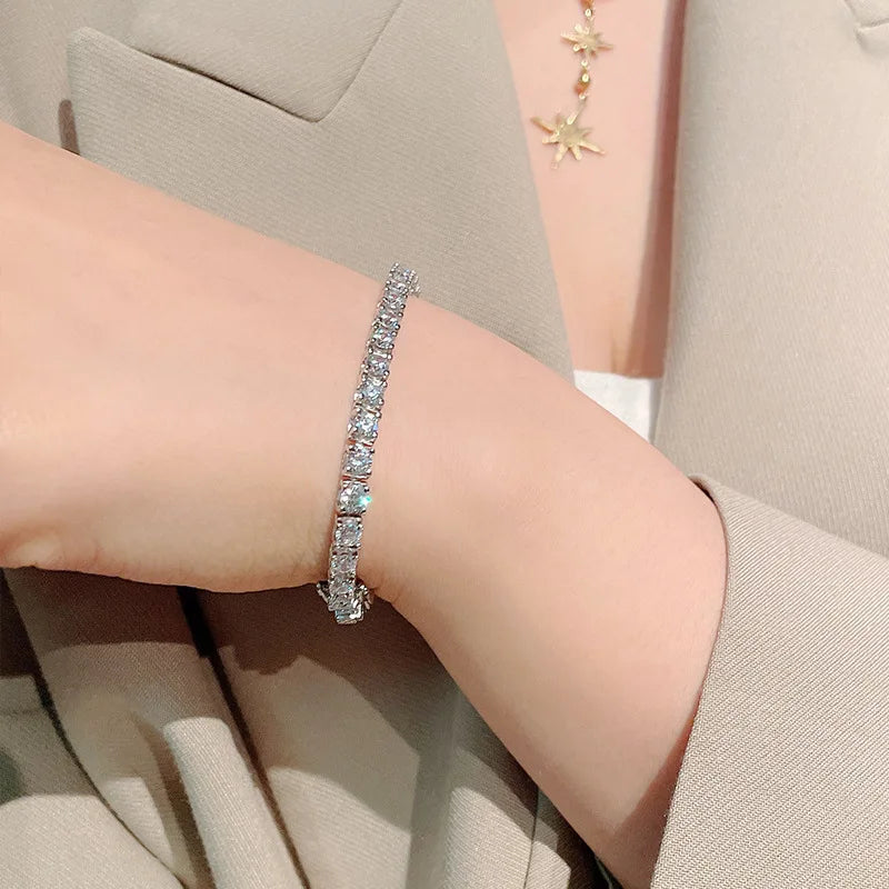 Bull Full 2.5mm 3.5mm D Color Moissanite Tennis Bracelet for Women Wedding Party Fine Jewelry S925 Silver Link Bracelets
