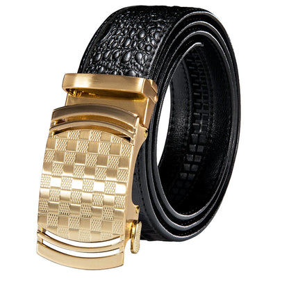 Crocodile Designer Luxury Genuine Leather Belts for Men Casual Jeans Belt Strap Gold Automatic Buckle Black Belt PD-2036