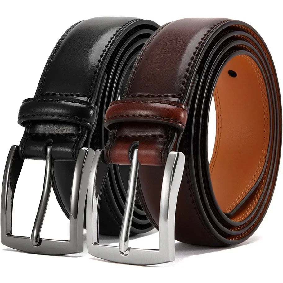 Men's Leather Belt Needle Buckle Belt Trendy New Casual Genuine Leather LONG Large Belts Cowhide Men's Belt Plus Size Men Belts