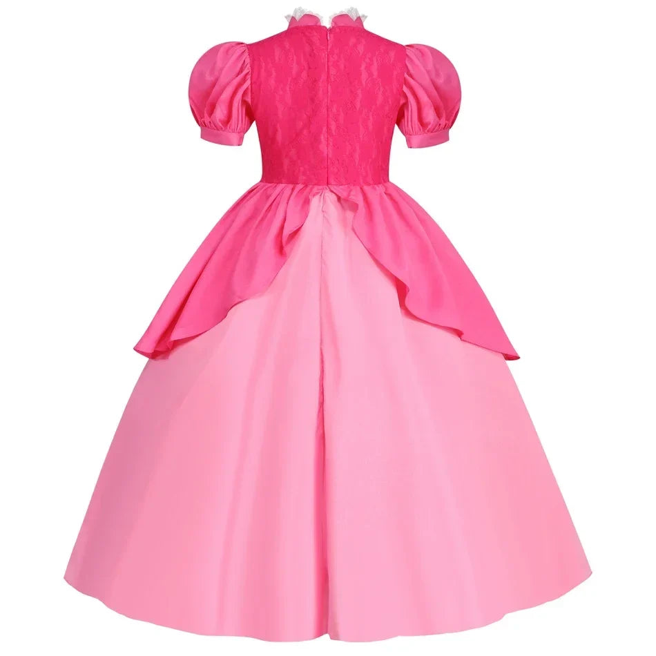 Rosalina Dress Girls Peach Costume Daisy Cosplay Children Birthday Party Carnival Fancy Outfit