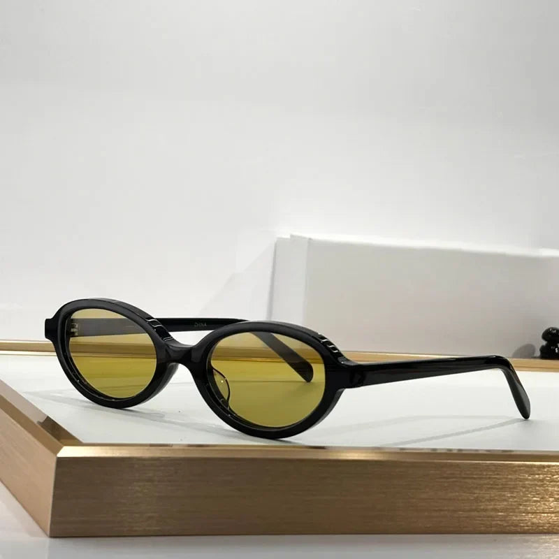 Luxury Small Oval Women's Sunglasses Handmade Acetate High Quality Original Brand Design UV400 Prescription Eyeglasses for Men