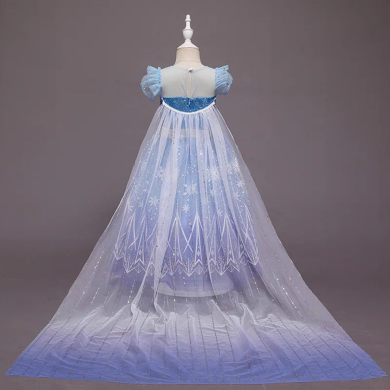 Kids Girl Cosplay Elsa Princess Costume Luxury Sequins Birthday Prom Gown Fancy Carnival Toddler Clothing Halloween Role Playing