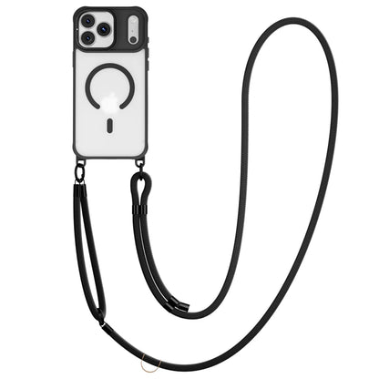 Metal Lens Stand Magnetic Case For iPhone 17 Air 16 Plus 15 14 13 Pro Max With Crossbody Lanyard Strops Heavy Duty Protection