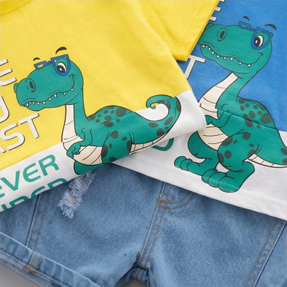 Fashion Cute Baby Boys Clothing Sets High-Quality Short T-Shirt + Denim Shorts 2-Piece Suits Summer Cotton