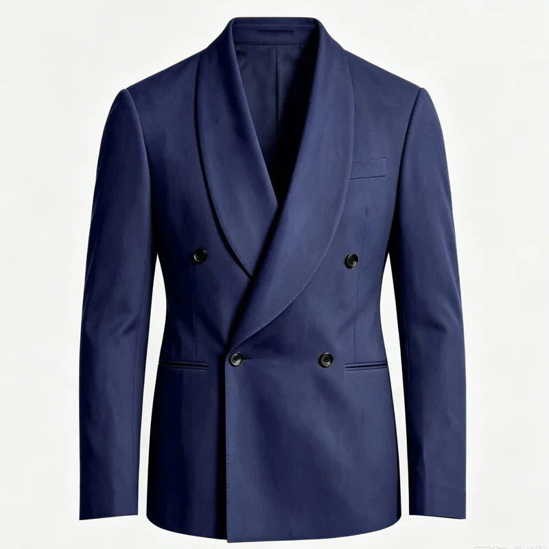 Luxury Men's Summer Blazer Shawl Lapel Slim Fit Double Breasted Suit Jacket Business Casual Wedding Groom Tuxedo Formal Party
