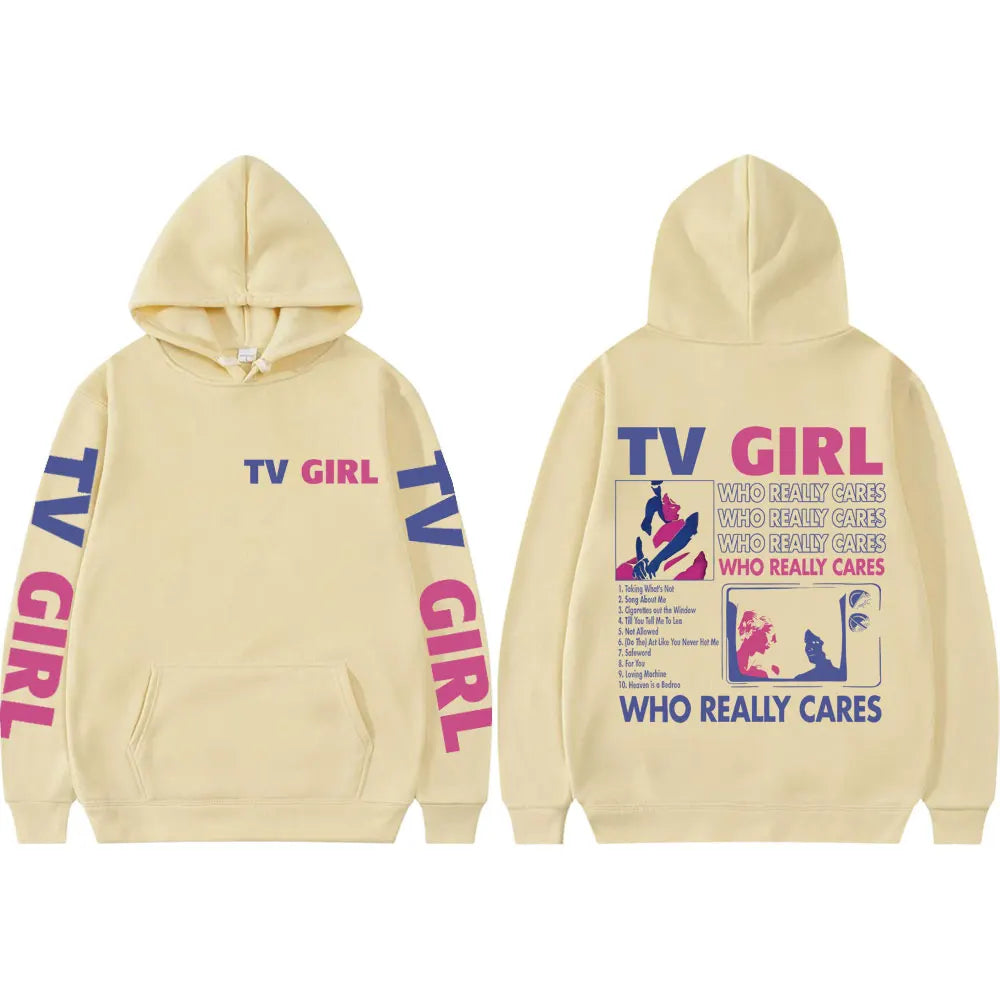 Pop Band TV Girl Who Really Cares Album Print  Hoodies Rock Hip Hop Hooded Sweatshirts Men Women Clothing Y2k Fashion Pullovers