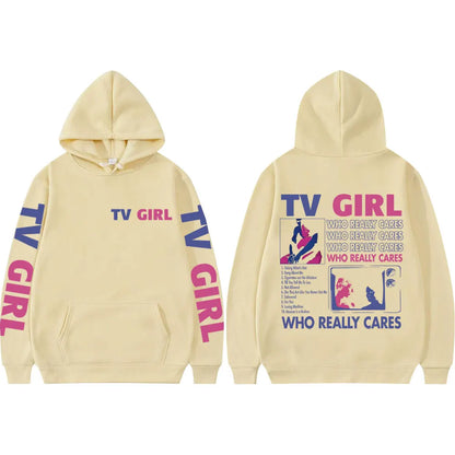 Pop Band TV Girl Who Really Cares Album Print  Hoodies Rock Hip Hop Hooded Sweatshirts Men Women Clothing Y2k Fashion Pullovers