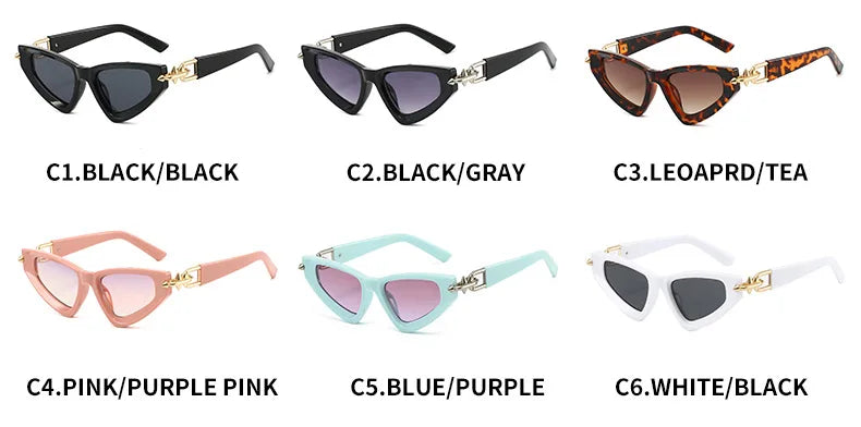New Designer Triangle Cat Eye Sunglasses Women Brand Arrow Metal Sun Glasses Ins Fashion Cool Ladies Eyewear Lentes De Sol Mujer