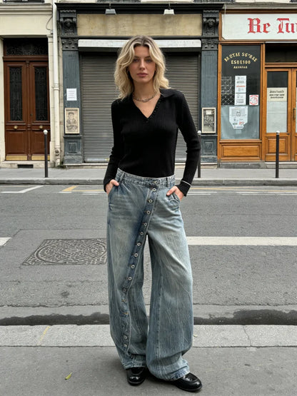 Women's Blue Y2k Wide Jeans Oversize Grunge Jean Pants Vintage Harajuku Baggy Boyfriend Denim Trousers Alternative Clothes 2026