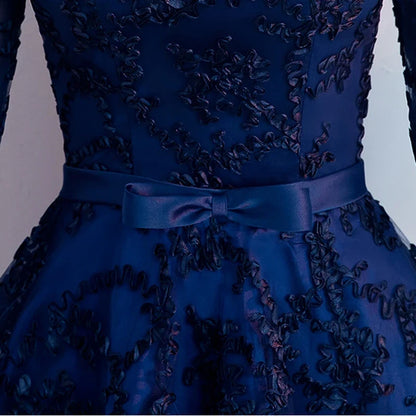 New 2026 Navy Blue Color V-Neck Formal Bridesmaid Dresses Half Sleeves Women Elegant Bride Gown Customized