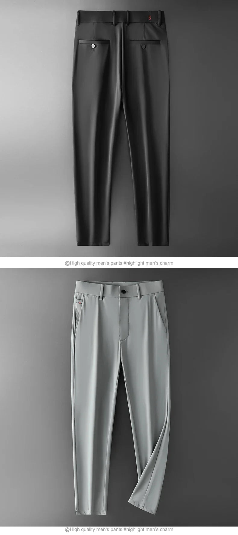 New Ice Silk Casual Pants Men Spring and Summer Mid Straight Thin Breath Pants Comfortable Light Elastic Loose Trousers