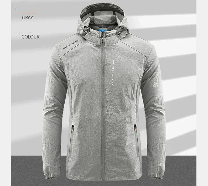 Summer Outdoor Quick Dry Sun-Protective Thin Jacket Men Hiking Fishing Cycling Hooded Gym Sport Windbreaker Ultra Light Coats