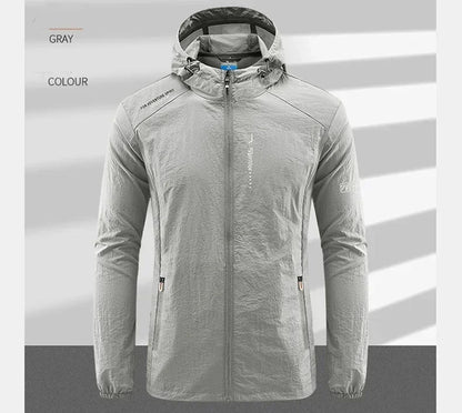 Summer Outdoor Quick Dry Sun-Protective Thin Jacket Men Hiking Fishing Cycling Hooded Gym Sport Windbreaker Ultra Light Coats