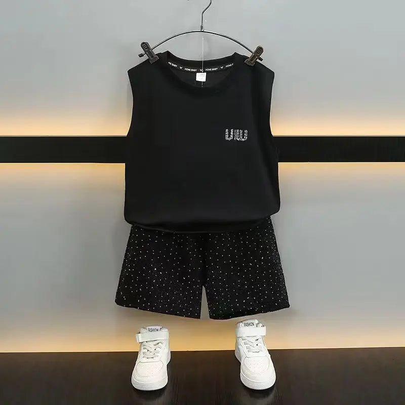 Junior Top and Bottom Set Outdoor Clothing Summer Suit for Boy Clothes Children Child Years Boy´s Children's T-shirt From 4 8 12