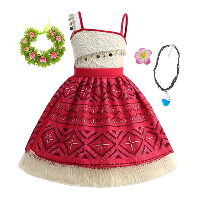 Summer Kids Princess Costume Children Disney Moana Halloween Dress Girl Vaiana Dinner Dress Ocean Adventure Pageant Disguise