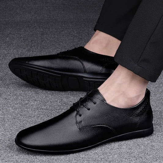 Fashion Simple Mens Oxford Shoes Breathable Male Business Footwear Handmade Formal Dress Shoes Genuine Leather Men Casual Shoes