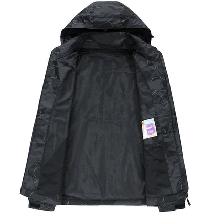 Softshell Outdoor Jacket Men Zip Up Hooded Waterproof Jacket Hiking Camping Windbreaker Lightweight Spring Autumn Coats
