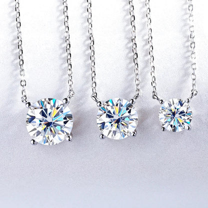 White Gold Plated 1-10CT Moissanite Necklace for Women Classic Four Claws Pendant Wedding Jewelry 925 Sterling Silver