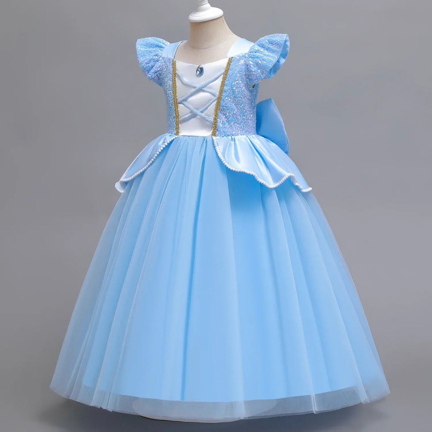 Deluxe Elegant Cinderella Princess Ball Gown Fancy Birthday Cinderella Party Dress Vestidos Costume Play Carnival Apparel