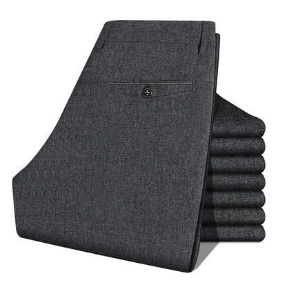 2026 Mens Trousers Dress Straight Pants Spring Summer Male Work Suit Pants Husband Father Black Grey Formal Pants
