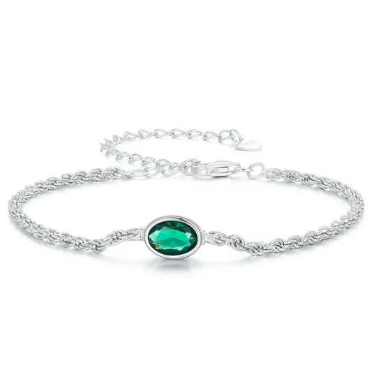 Bracelet Chopin de luxe en argent sterling 925 avec zircon vert pour femme, cadeau de bijoux raffinés pour anniversaire BSB116
