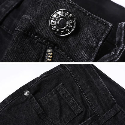 2025 New Men Fashion  Slim Fit Jeans Male Elasticity Smart Casual Mid Classics Straight Denim Pants Wedding Party Black Trousers