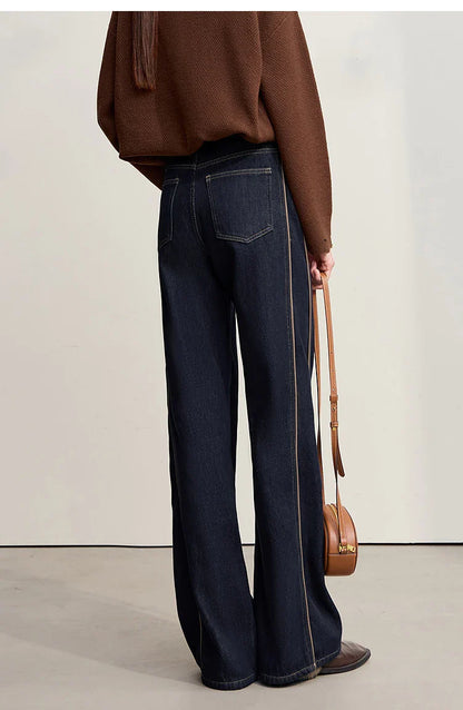Jeans Pants For Woman 2025 Winter New Cotton Warm Medium And Low Waist Pants Wide Leg Loose Denim Trousers Women 12544157
