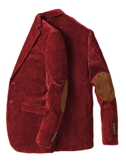 Men's Corduroy Blazer Business Casual Jacket with Elbow Patch Spring Fall Sport Coats Fashion Casual Single Breasted Men Jacket