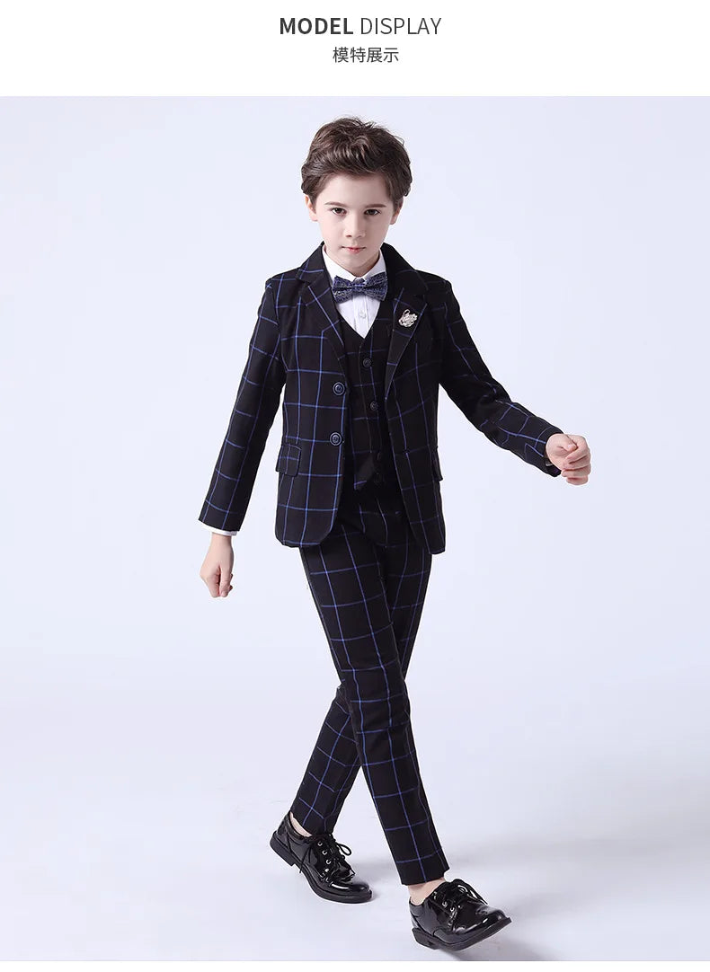 Top Quality Big Boys Suit For Wedding Teenager Kids Formal Tuxedo Dress Children Photograph Blazer Party Performance Costume