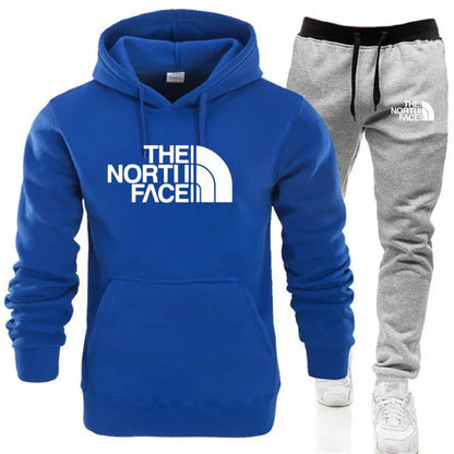 2025 Men's Autumn/Winter Fashion Printed Casual Two Piece Hooded Sports Shirt and Pocket Pants Regular Fit Outdoor Sports Set
