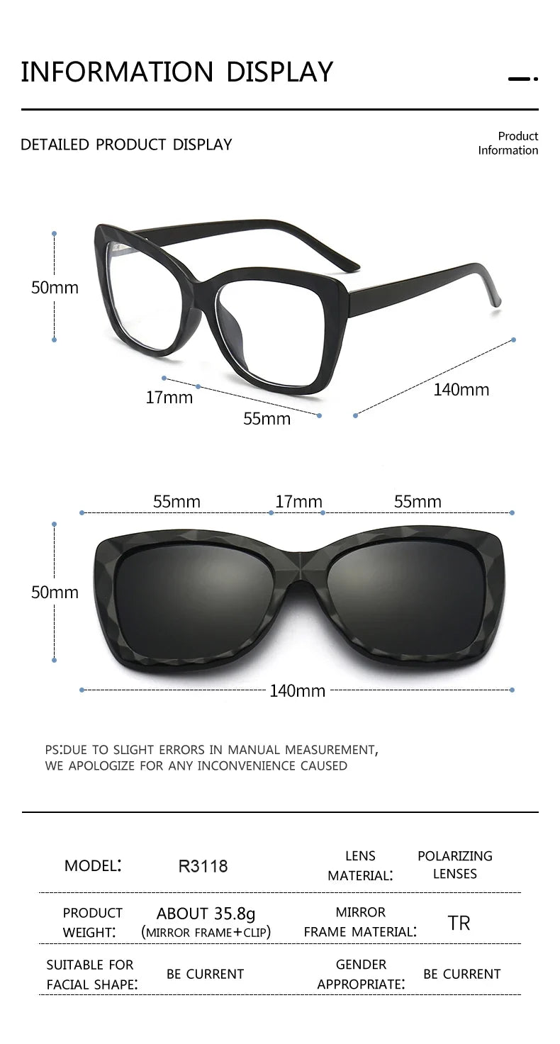 Cycling Polarized Sunglasses 6 In 1 Sets TR90 Anti-Glare Men Magnet Sunshade High Quality Colorful Clip On Sun Glasses UV400