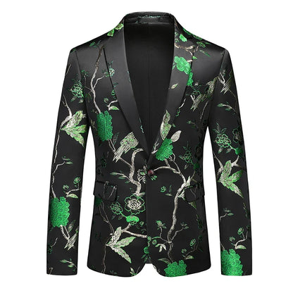 2026 New Men's White Rose Pattern Suit Jacket, Wedding Party Dress Coat, High Quality Men Slim Blazers Masculino Big Size M-6XL