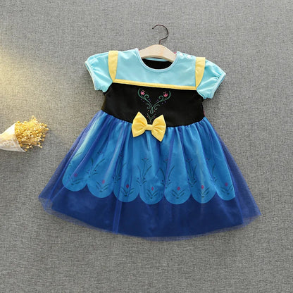 Toddler Girls Summer Cotton Short Sleeve Knee Lenth Dress Kids Elsa Anna Dress Up Clothing Little Girls Snow White Dresses XMZ65