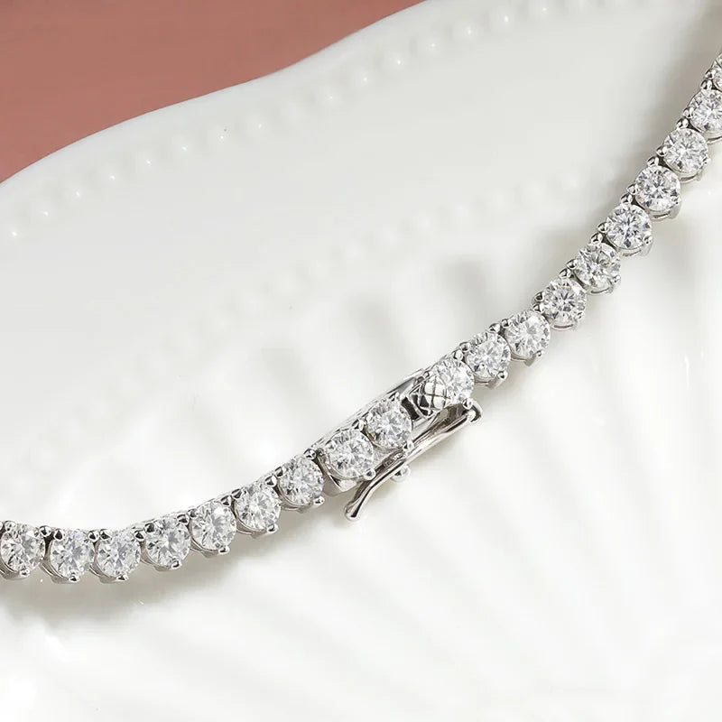 Full Diamond Gradient Zircon or Moissanite Tennis Necklace for Women Man Luxury Party Jewelry 925 Sterling Silver Chain