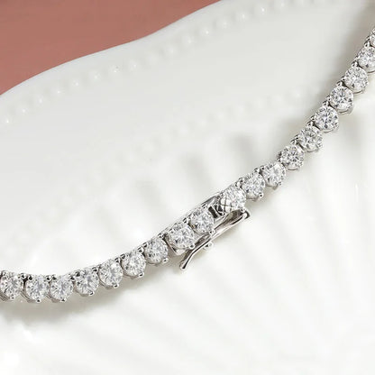 Full Diamond Gradient Zircon or Moissanite Tennis Necklace for Women Man Luxury Party Jewelry 925 Sterling Silver Chain