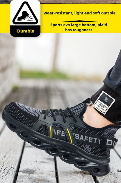 summer safety shoes lightweight work shoes with plastic toe comfortable work sneakers men anti-puncture breathable safety boots