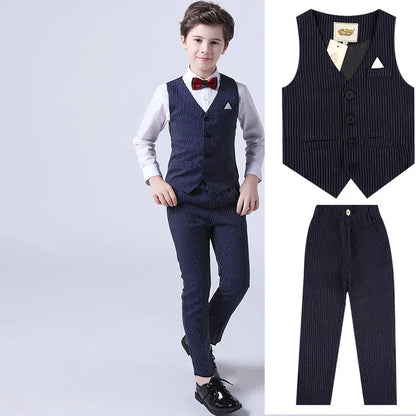 Boys Summer Wedding Suit Kids 1Year Birthday Vest Pants 2PCS Formal Suit Child Party Ceremony Costume Teenager Photography Suit