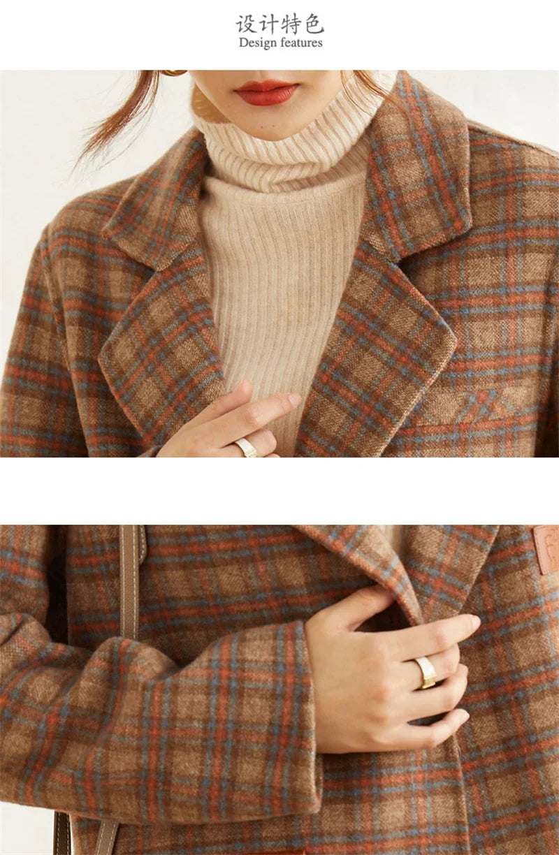 Plaid Suit Women's Jacket Autumn Winter 2025 New Fashion Long Sleeve Warm Blazer Female Coats Casual Office Ladies Overcoat Tops