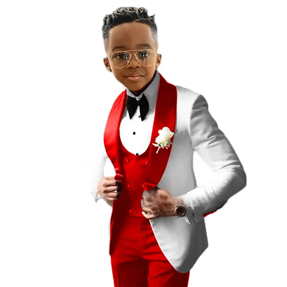 Kids Slim Fit Shawl Lapel Suit Set 3 Pieces Performance Costumes Elegant Flower Boys Formal Party Suit Kids Wedding Tuxedo 2-20T